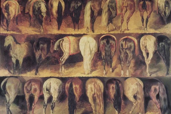 Theodore Gericault: Horses' Hindquarters  by Theodore Gericault