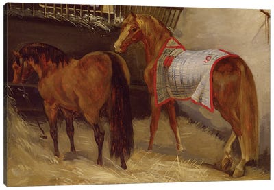 Horses in the Stables  Canvas Art Print