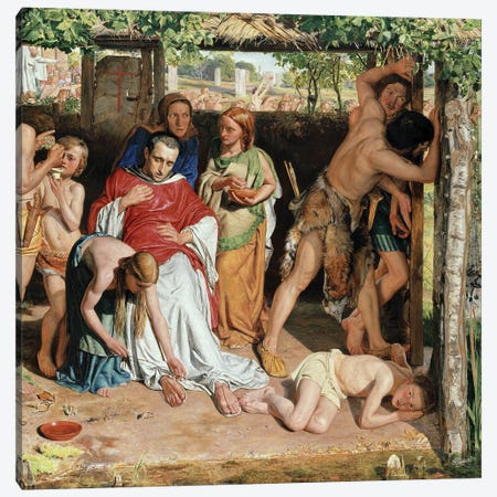 A converted British Family sheltering a Christian Missionary from the Persecution of the Druids, 1850  Canvas Print #BMN8326} by William Holman Hunt Canvas Artwork