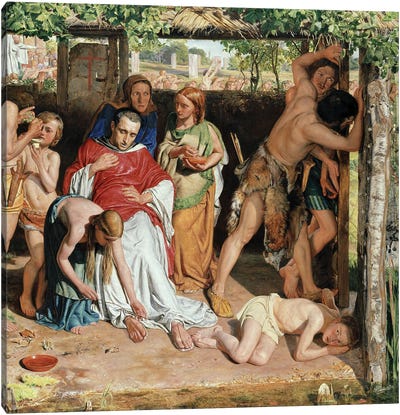 A converted British Family sheltering a Christian Missionary from the Persecution of the Druids, 1850  Canvas Art Print