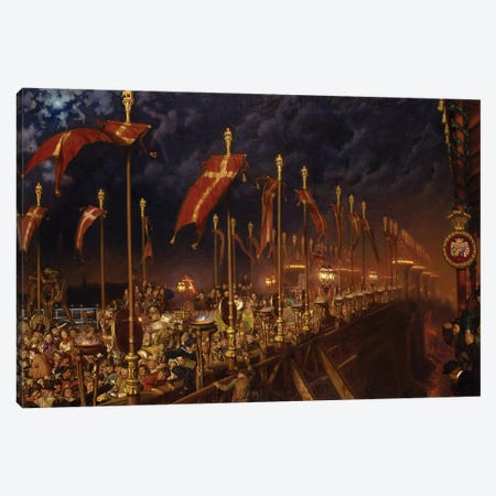 London Bridge on the Night of the Marriage of the Prince and Princess of Wales, 1863-6  Canvas Print #BMN8333} by William Holman Hunt Canvas Wall Art