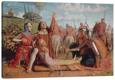 Rienzi Vowing to Obtain Justice for the Death of his Young Brother, Slain in a Skirmish between the Colonna & Orsini Factions Canvas Art Print