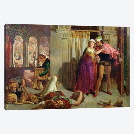 The Eve of St. Agnes, or The Flight of Madelaine and Porphyro during the Drunkenness attending the Revelry, 1848  Canvas Print #BMN8341} by William Holman Hunt Canvas Art Print