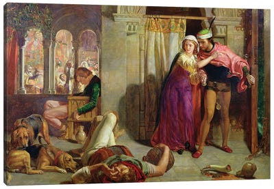 The Eve of St. Agnes, or The Flight of Madelaine and Porphyro during the Drunkenness attending the Revelry, 1848  Canvas Art Print