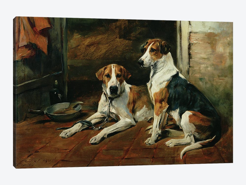 Hounds in a Stable Interior by John Emms 1-piece Canvas Art