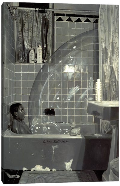 Boy and the Bubble, 1990  Canvas Art Print