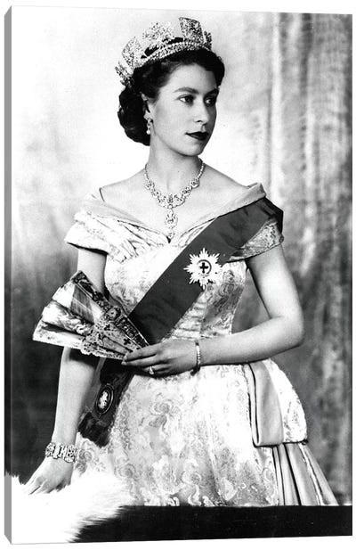 Queen Elizabeth II of England, 1952  Canvas Art Print - Black & White Photography