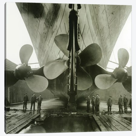 The Titanic's propellers in the Thompson Graving Dock of Harland & Wolff, Belfast, Ireland, 1910-11  Canvas Print #BMN8378} by English Photographer Canvas Artwork