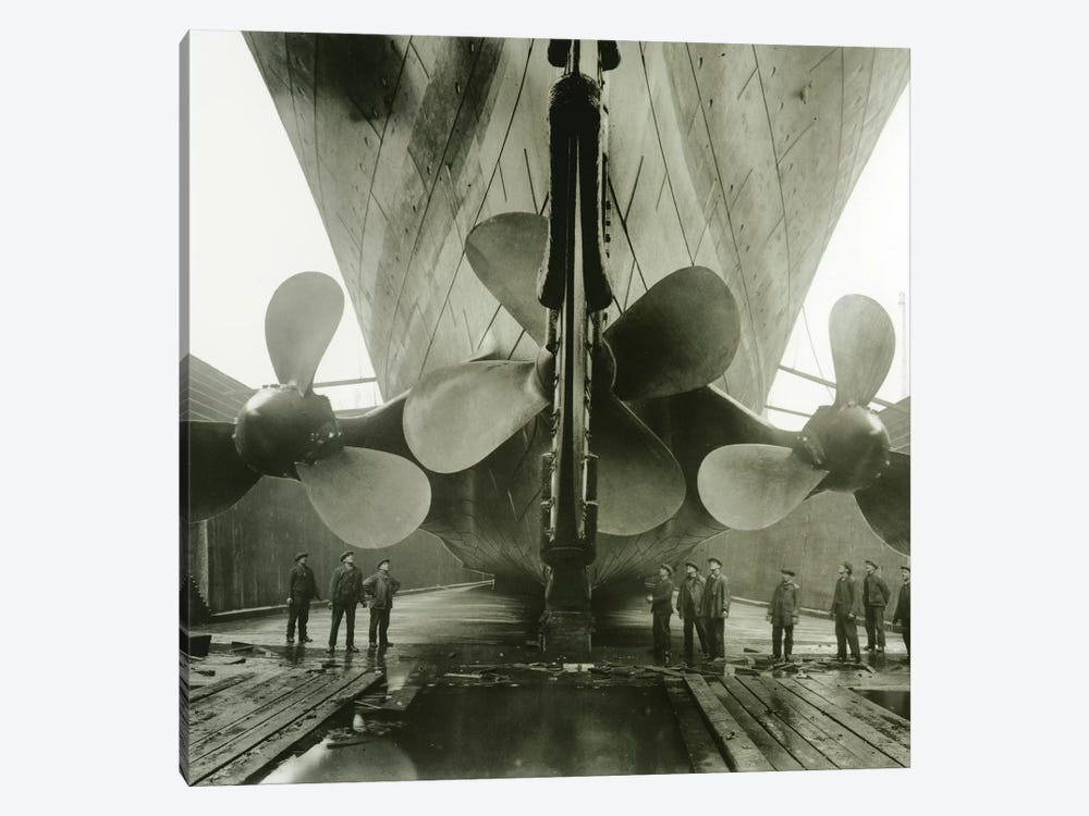 The Titanic's propellers in the Thompson Graving Dock of Harland & Wolff, Belfast, Ireland, 1910-11  by English Photographer 1-piece Canvas Art Print