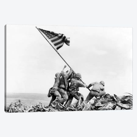 Raising the Flag on Iwo Jima, February 23, 1945 Canvas Print #BMN8427} by Joe Rosenthal Canvas Print