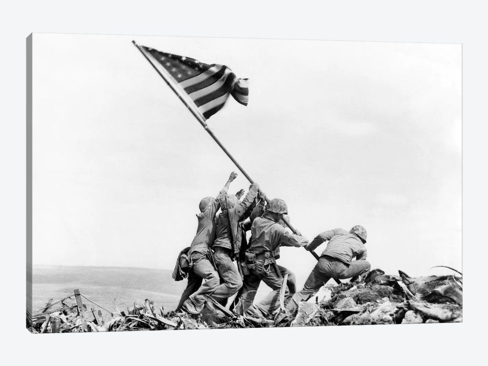 Raising the Flag on Iwo Jima, February 23, 1945 by Joe Rosenthal 1-piece Canvas Wall Art
