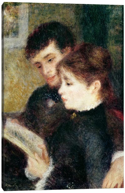 Couple Reading  Canvas Art Print - Pierre Auguste Renoir
