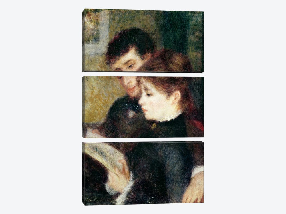 Couple Reading  by Pierre-Auguste Renoir 3-piece Canvas Art Print