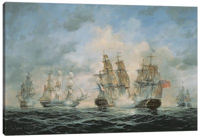19th Century Naval Engagement in Home Waters Canvas Art Print - Navy
