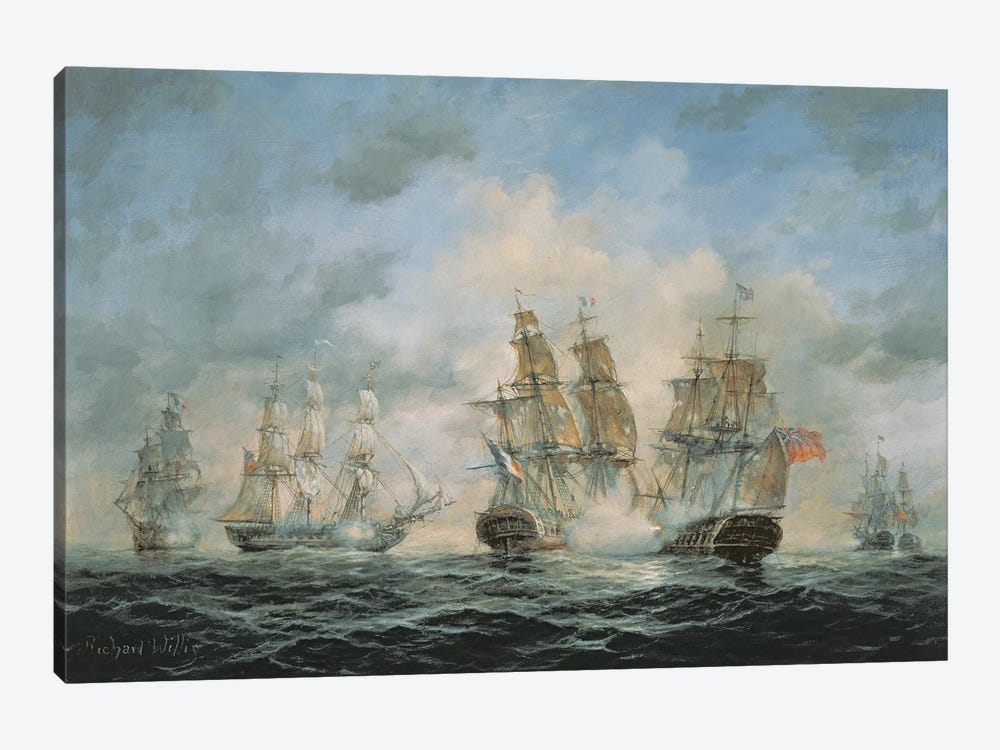 19th Century Naval Engagement in Home Waters by Richard Willis 1-piece Canvas Wall Art