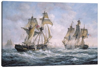 Action Between U.S. Sloop-of-War "Wasp" and H.M. Brig-of-War "Frolic", 1812 Canvas Art Print - Military Art
