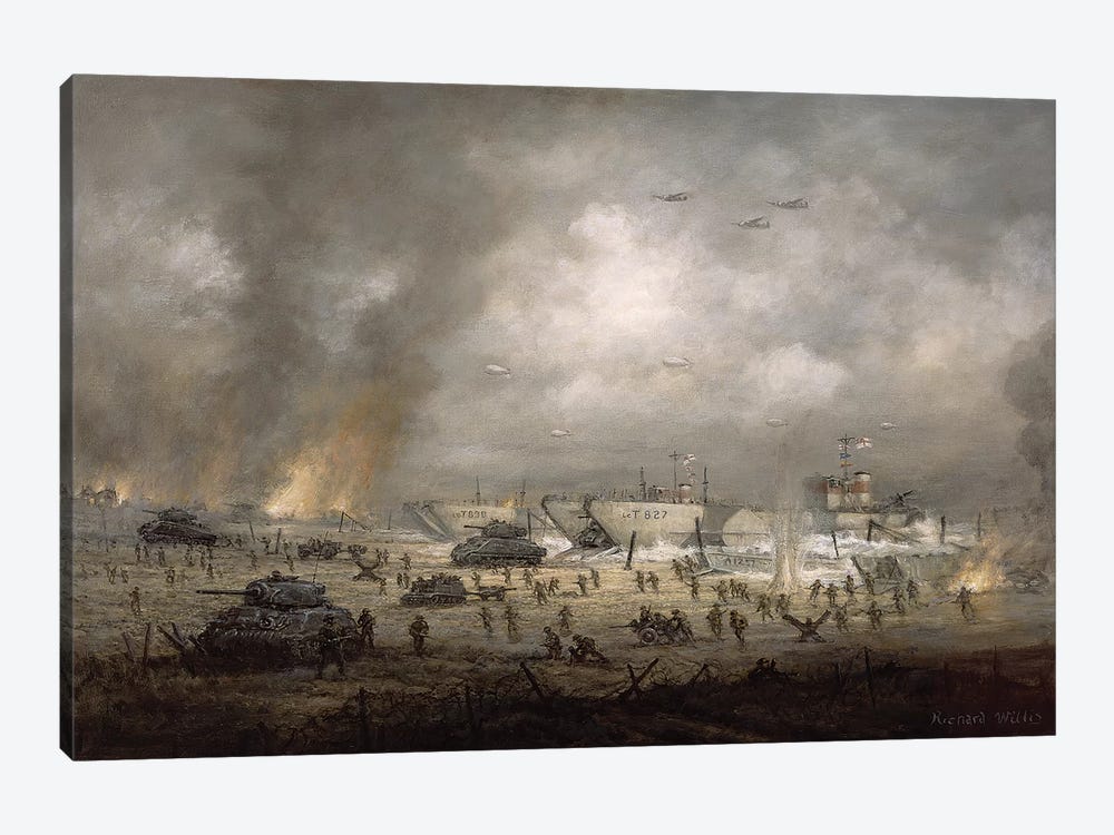The Tanks Go In', Sword Beach  by Richard Willis 1-piece Canvas Art