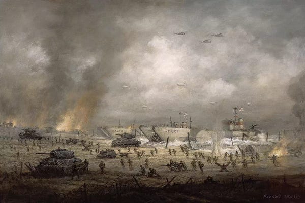 Richard Willis: The Tanks Go In', Sword Beach  by Richard Willis