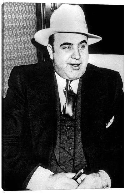 Al Capone  American gangster, mafioso in Chicago at time of prohibition here c. 1927 Canvas Art Print - Gangster & Criminal Art