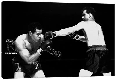 American boxer Joe Louis  fighting with Billy Conn 1946 Canvas Art Print - Rue Des Archives