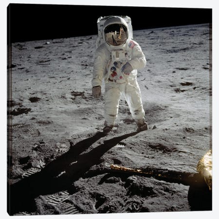 Astronaut Edwin 'Buzz' Aldrin standing on the moon after the Apollo 11 landing, 20 July 1969  Canvas Print #BMN8498} by Rue Des Archives Canvas Print