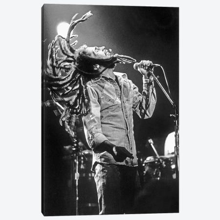 Bob Marley in Reggae concert at Roxy, Los Angeles on May 26, 1976 Canvas Print #BMN8508} by Rue Des Archives Canvas Print