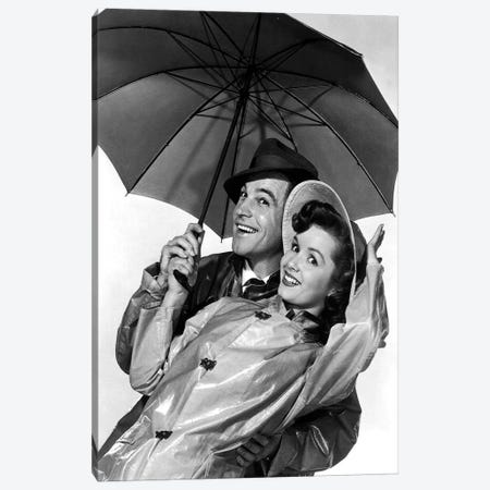 Singing In The Rain With Gene Kelly And Debbie Reynolds 1952 Canvas Print #BMN8513} by Rue Des Archives Canvas Artwork
