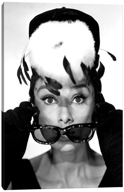 Breakfast at Tiffany's Audrey Hepburn, 1961: Givenchy Fashion & Oliver Goldsmith Sunglasses Canvas Art Print - Audrey Hepburn