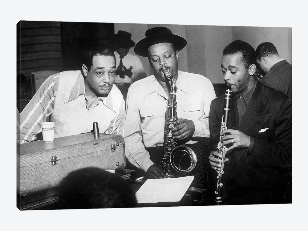 Duke Ellington with Ben Webster and Jimmy Hamilton at Carnegie Hall, 1948  by Rue Des Archives 1-piece Canvas Artwork