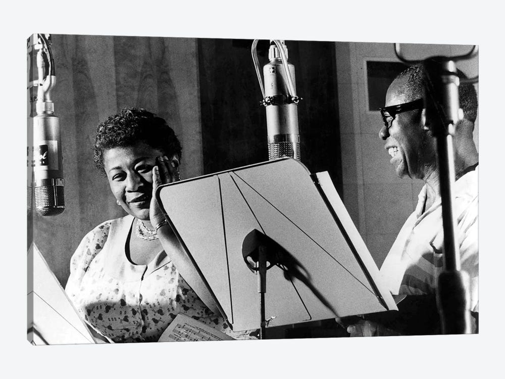 Ella Fitzgerald & Louis Armstrong at Decca Records, New York, 1950 by Rue Des Archives 1-piece Canvas Print