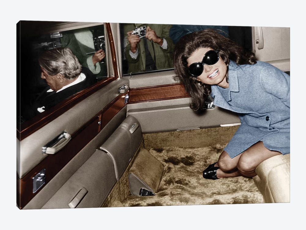 Jackie Kennedy Onassis leaving London airport, Aristotle Onassis driving, 15th November 1968  by Rue Des Archives 1-piece Canvas Wall Art