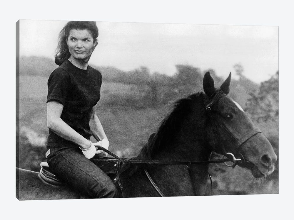 Jackie Kennedy Riding Horse in 1968  by Rue Des Archives 1-piece Canvas Print