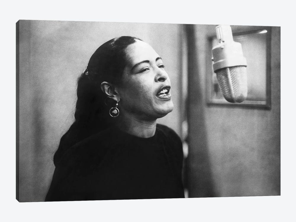 Jazz and blues Singer Billie Holiday  during recording session in 1957 by Rue Des Archives 1-piece Canvas Art Print