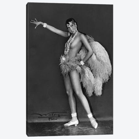 Josephine Baker at Folie Bergere, 1925-1926. Photograph by Lucien Walery . Canvas Print #BMN8584} by Rue Des Archives Canvas Wall Art