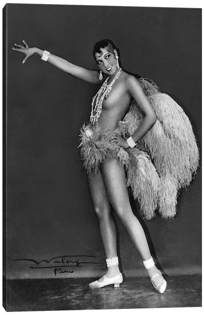 Josephine Baker at Folie Bergere, 1925-1926. Photograph by Lucien Walery . Canvas Art Print - Josephine Baker