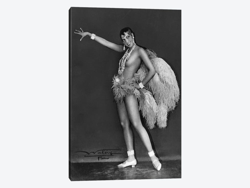 Josephine Baker at Folie Bergere, 1925-1926. Photograph by Lucien Walery . by Rue Des Archives 1-piece Canvas Wall Art