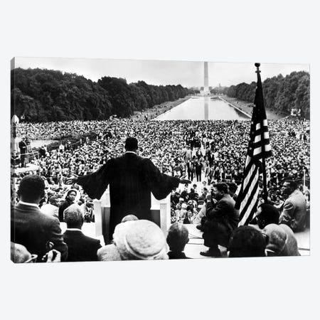 Martin Luther King Jr. Speaking At The Prayer Pilgrimage for Freedom, National Mall, Washington D.C., May 17, 1957 Canvas Print #BMN8613} by Rue Des Archives Art Print