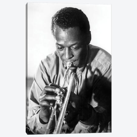 Miles Davis  American Jazz Trumpet Player, 1959  Canvas Print #BMN8615} by Rue Des Archives Canvas Artwork