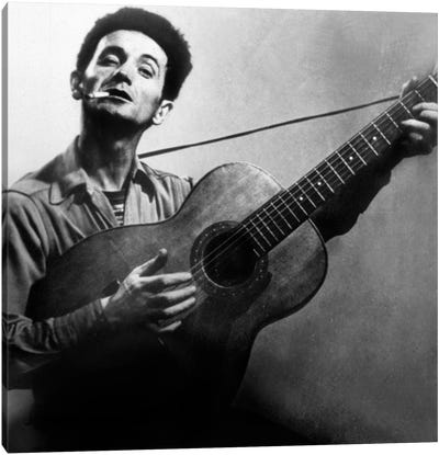 Musician Woody Guthrie  considered as the father of folk music c. 1940 Canvas Art Print