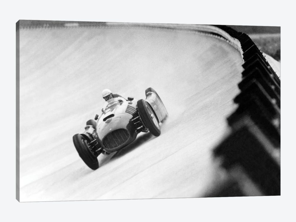 Emilio Giuseppe "Nino" Farina Driving His Ferrari, Monza Eni Circuit, Qualifying Round, Italian Grand Prix, August 26, 1955 by Rue Des Archives 1-piece Canvas Artwork