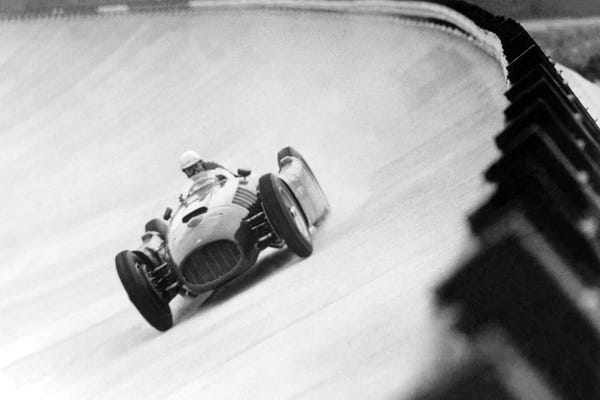 Rue Des Archives: Emilio Giuseppe "Nino" Farina Driving His Ferrari, Monza Eni Circuit, Qualifying Round, Italian Grand Prix, August 26, 1955 by Rue Des Archives