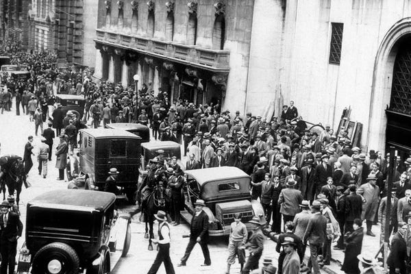 Rue Des Archives: Stock market crash, New York,1929 : on October 29, 1929  : shareholders and investors gathering by Rue Des Archives