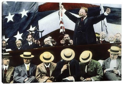 Theodore Roosevelt Campaigning For President Under the Bull Moose Party, Summer, 1912 Canvas Art Print - Rue Des Archives