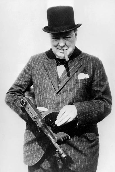 History: Winston Churchill  visits troops who are protecting England from German costal invasion by Rue Des Archives