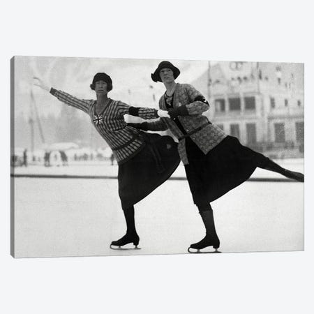 British Figure Skaters Ethel Muckelt & Kathleen Shaw, 1924 Winter Olympic Games. Chamonix, France Canvas Print #BMN8658} by Rue Des Archives Canvas Print