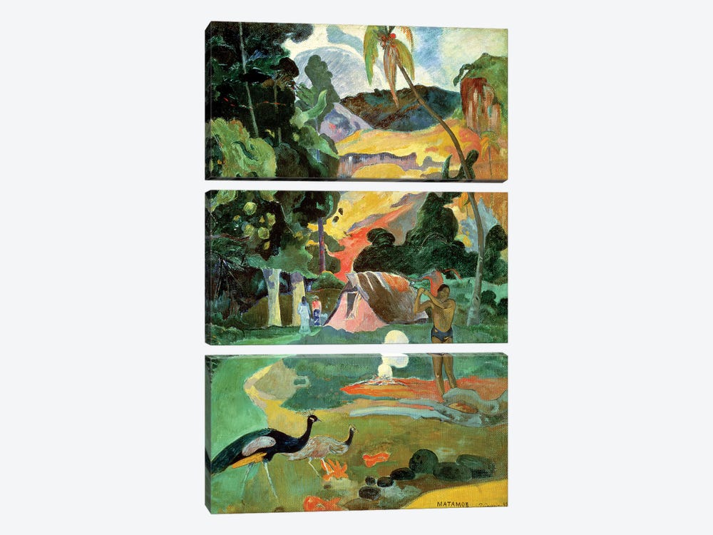 Matamoe (Landscape with Peacocks), 1892 by Paul Gauguin 3-piece Canvas Art Print