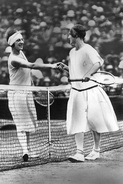 Rue Des Archives: Women Finalists of Wimbledon Tennis Championship : Miss Fry and Suzanne Lenglen in 1925 by Rue Des Archives