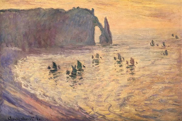 Claude Monet: The Cliffs at Etretat, 1886 by Claude Monet