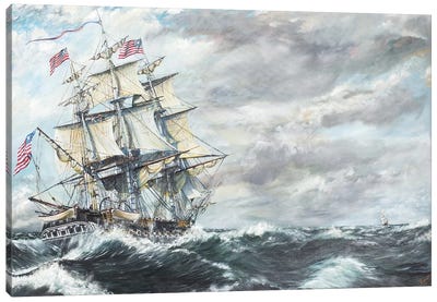 USS Constitution Heads For HM Frigate Guerriere (8/19/1812), 2003  Canvas Art Print - Navy Art