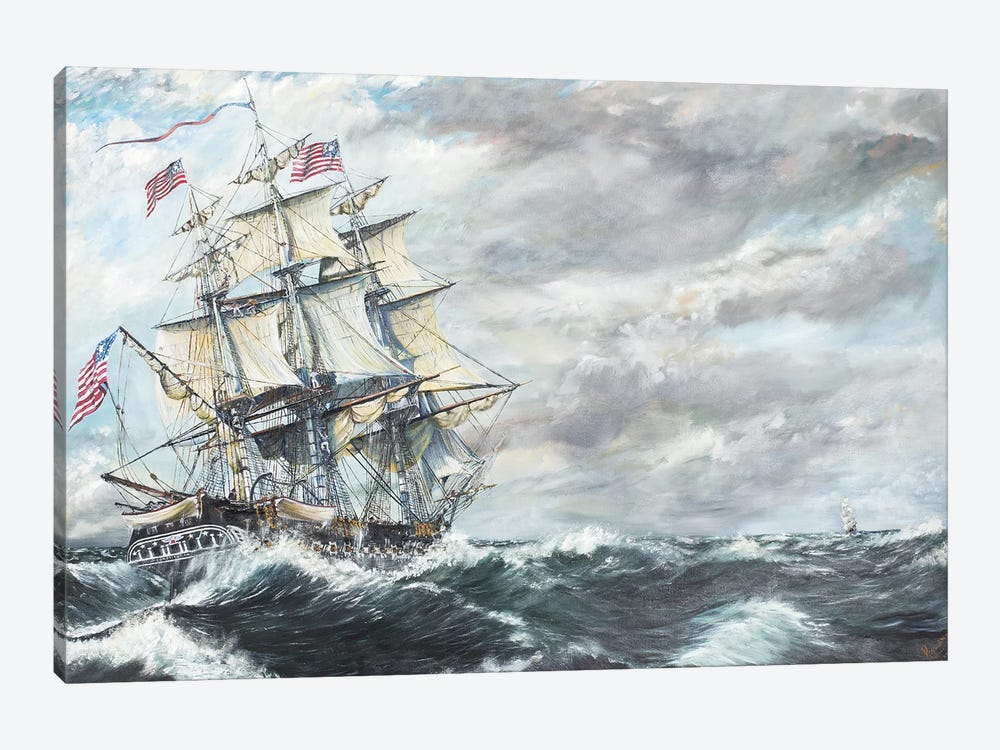 USS Constitution Heads For HM Frigate Guerriere (8/19/1812), 2003  by Vincent Alexander Booth 1-piece Canvas Print